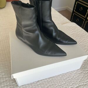And Other Stories Black Leather Kitten Heel Booties Sz 6 Beautiful!